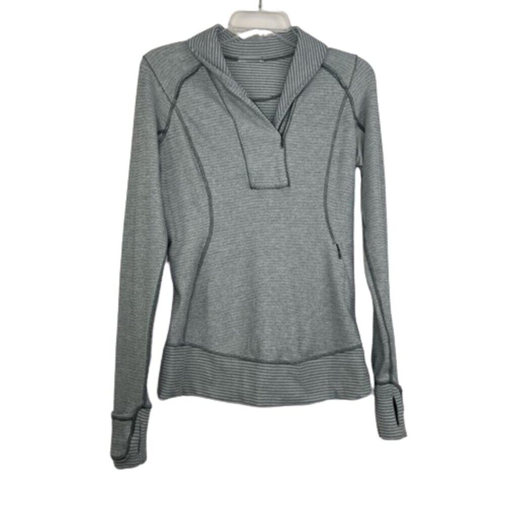 Lululemon gray striped collar zip pullover Women's size 6